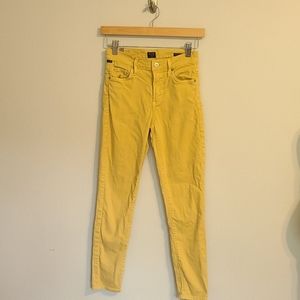 Pale yellow pencil denim
